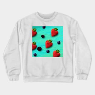 Strawberry, raspberry, blueberry background pattern digital oil painting Crewneck Sweatshirt